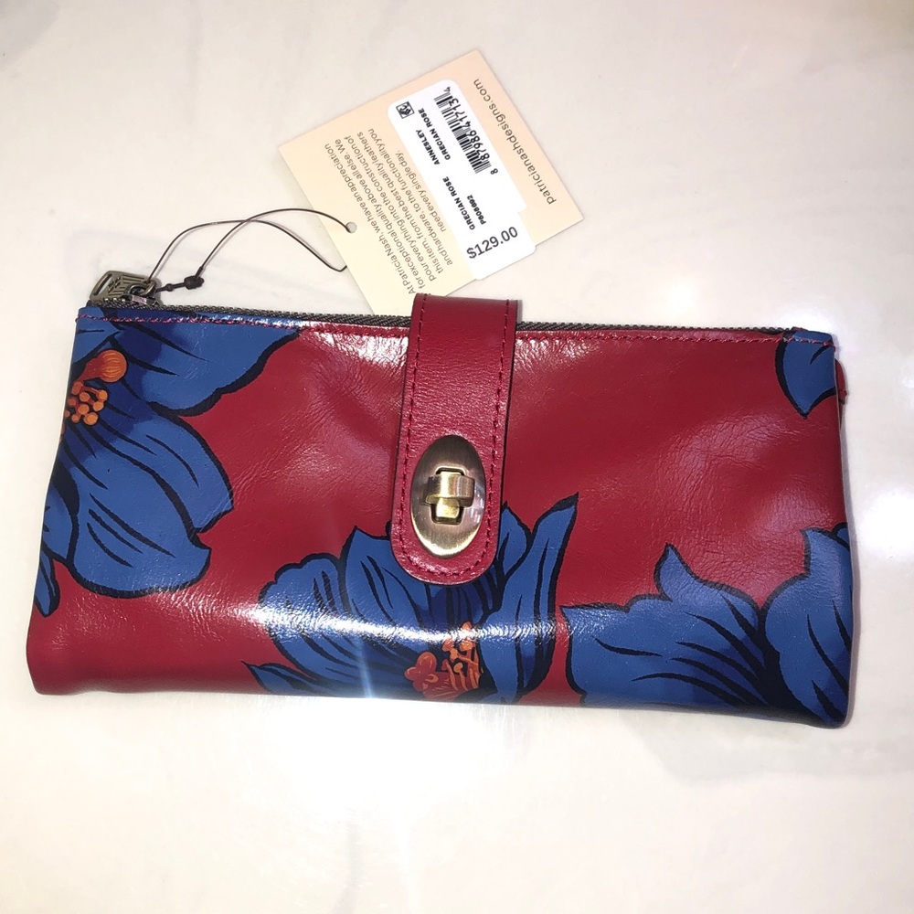 Patricia Nash Annesley Leather Bifold Wallet In Grecian Rose + Wrist Strap NWT